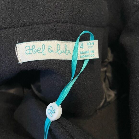 ABEL & LULA GIRLS BLACK VIRGIN WOOL BELTED COAT Size 4 - Picture 5 of 6